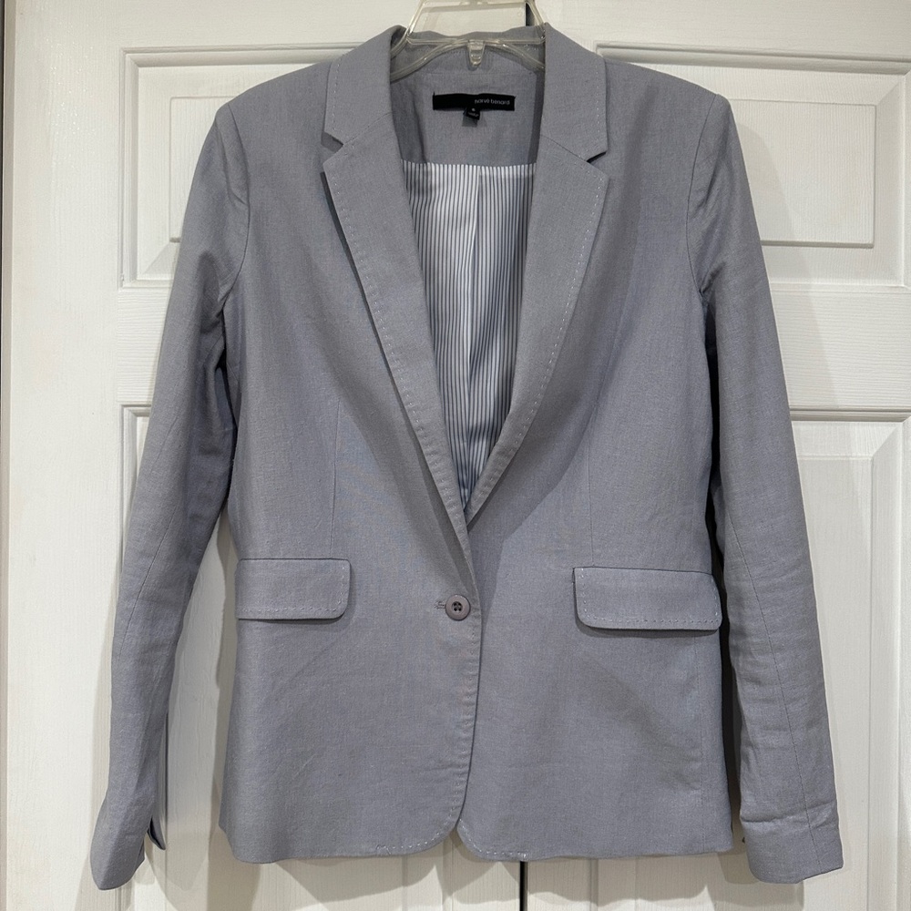 Women's Blue Gray Linen Blazer